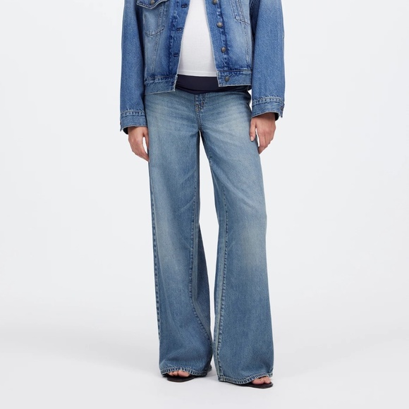 Madewell‎ Maternity Over-The-Belly Superwide-Leg Jean Billings Wash Size 23 - Picture 1 of 12